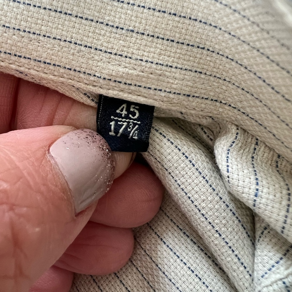 Men’s Tan Canali Shirt Yellow/Blue 45/17 3/4
